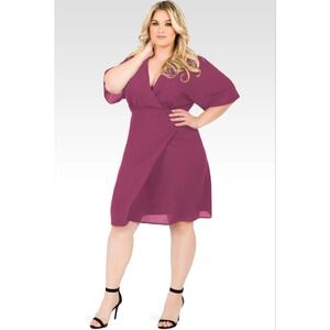 Standards & Practices Candice Rose Kimono‎ Wrap Dress V-Neck Knee Length 2X NWT